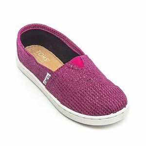 $42 NWT TOMS Youth Classic Magenta Glimmer Herringbone Y3.5